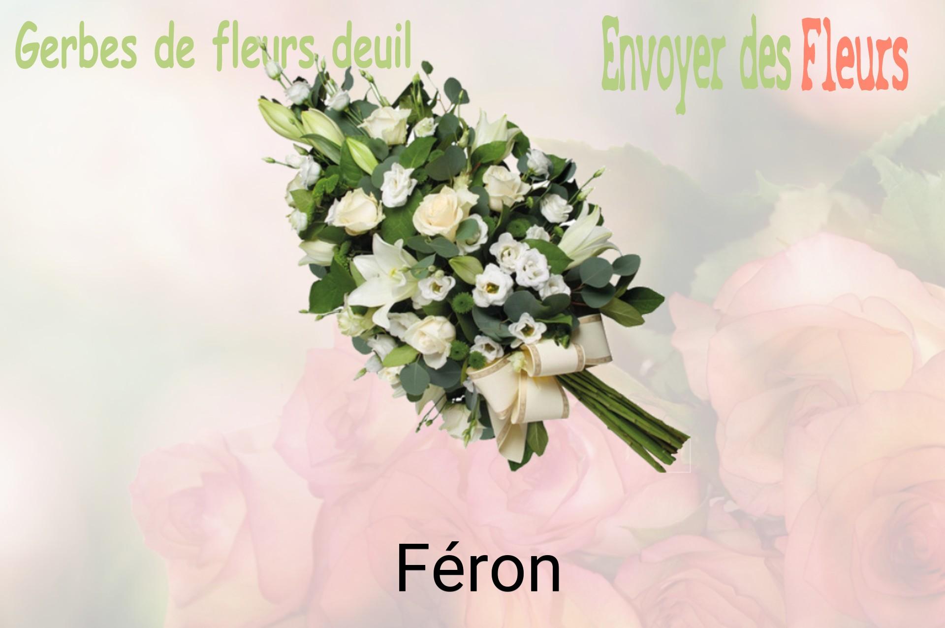 Gerbe de fleurs de deuil livrée à Féron